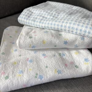 vintage carters hospital receiving Blankets Stars Blue Checkered READ STAINS